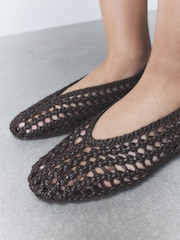 Chocolate Brown Forever Comfort® Slingback Weave Ballet Flats - Image 6 of 10