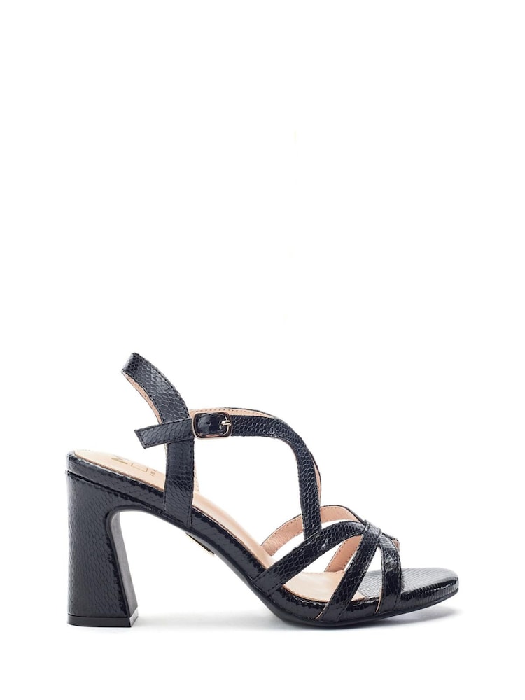 Moda in Pelle Black Missani Criss Cross Detail Block Heel Sandals - Image 1 of 3 Moda in Pelle Black Missani Criss Cross Detail Block Heel Sandals - Image 1 of 3