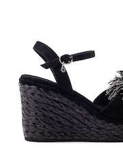 Moda in Pelle Black Marco Pom Pom Wedge Sandals - Image 3 of 3
