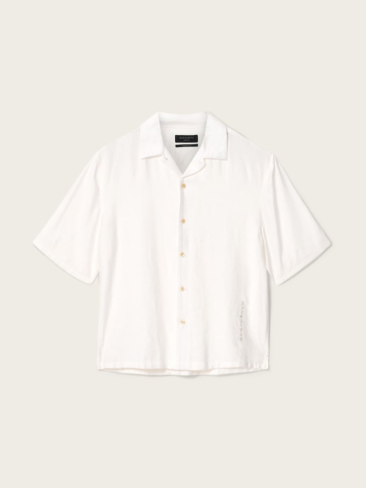 AllSaints White Purley Short Sleeve Shirt - Image 6 of 6