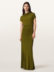 AllSaints Green Selena Dress - Image 1 of 5