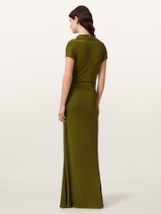 AllSaints Green Selena Dress - Image 4 of 5