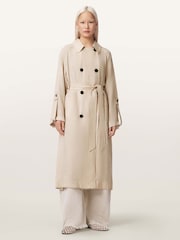AllSaints Cream Lizie Trench Coat - Image 2 of 6