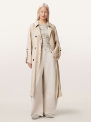 AllSaints Cream Lizie Trench Coat - Image 5 of 6