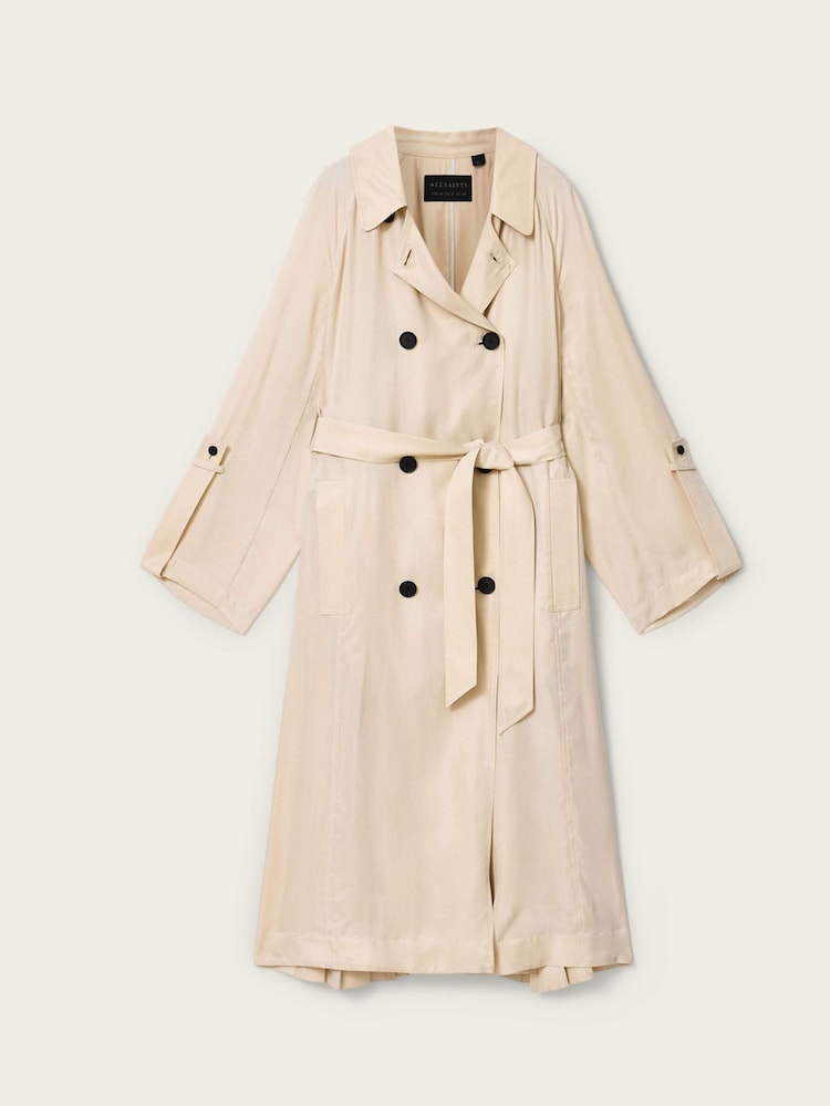 AllSaints Cream Lizie Trench Coat - Image 6 of 6