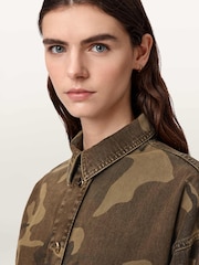 AllSaints Green Hettie Camo Shacket - Image 4 of 8