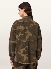 AllSaints Green Hettie Camo Shacket - Image 6 of 8