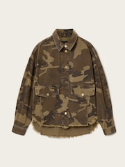 AllSaints Green Hettie Camo Shacket - Image 8 of 8