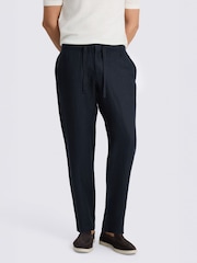 MOSS Blue Linen Drawstring Trousers - Image 1 of 5