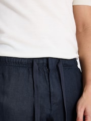 MOSS Blue Linen Drawstring Trousers - Image 4 of 5