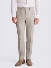 MOSS Natural Tailored Fit Stripe Suit Trousers - Image 1 of 3