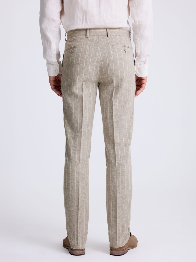 MOSS Natural Tailored Fit Stripe Suit Trousers - Image 2 of 3
