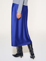 Cobalt Blue Satin Midi Skirt - Image 4 of 5