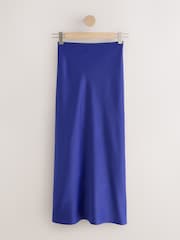 Cobalt Blue Satin Midi Skirt - Image 6 of 8