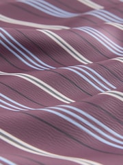 Burgundy Red Stripe Satin Midi Skirt - Image 8 of 8