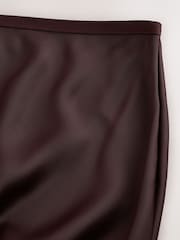 Chocolate Brown Satin Midi Skirt - Image 7 of 8