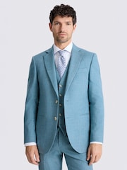 MOSS Teal Tailored Fit Slub Suit Jacket - Image 1 of 6