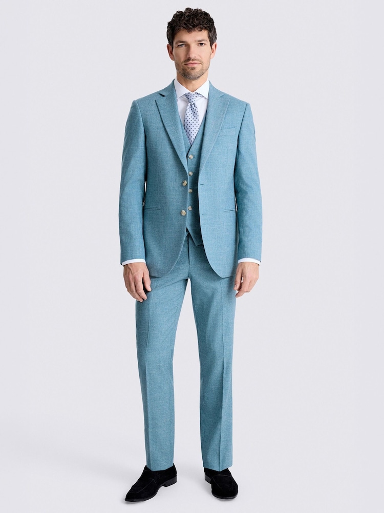MOSS Teal Tailored Fit Slub Suit Jacket - Image 2 of 6