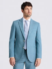 MOSS Teal Tailored Fit Slub Suit Jacket - Image 3 of 6