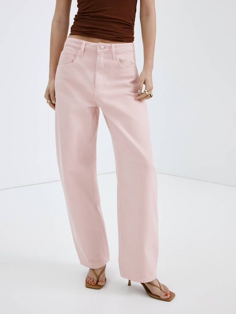 Mango Pink Barrel Jeans - Image 1 of 7 Mango Pink Barrel Jeans - Image 1 of 7
