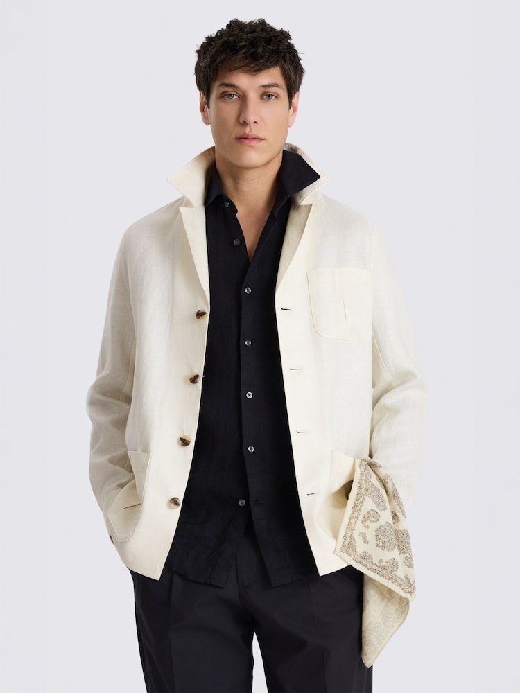 MOSS שאקט פשתן במרקם טוויל - תמונה 1 מתוך 5