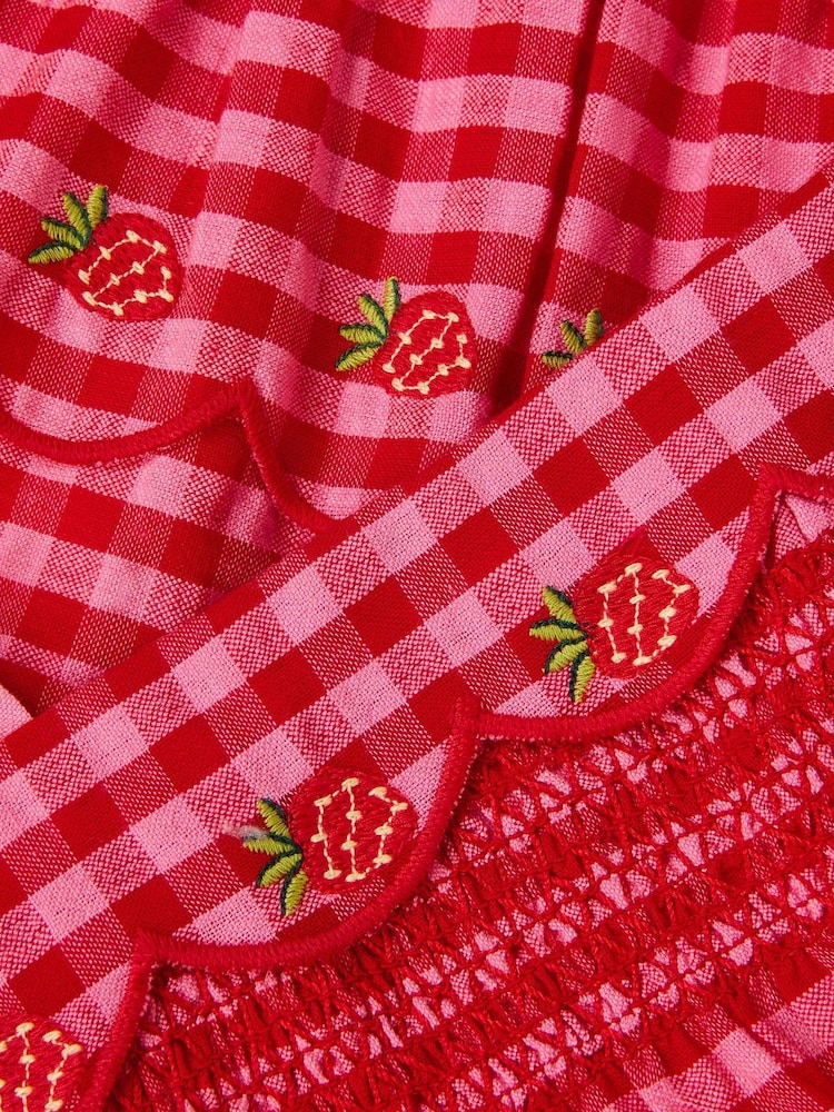 Monsoon Red Strawberry Gingham Top & Skirt Set - Image 3 of 3