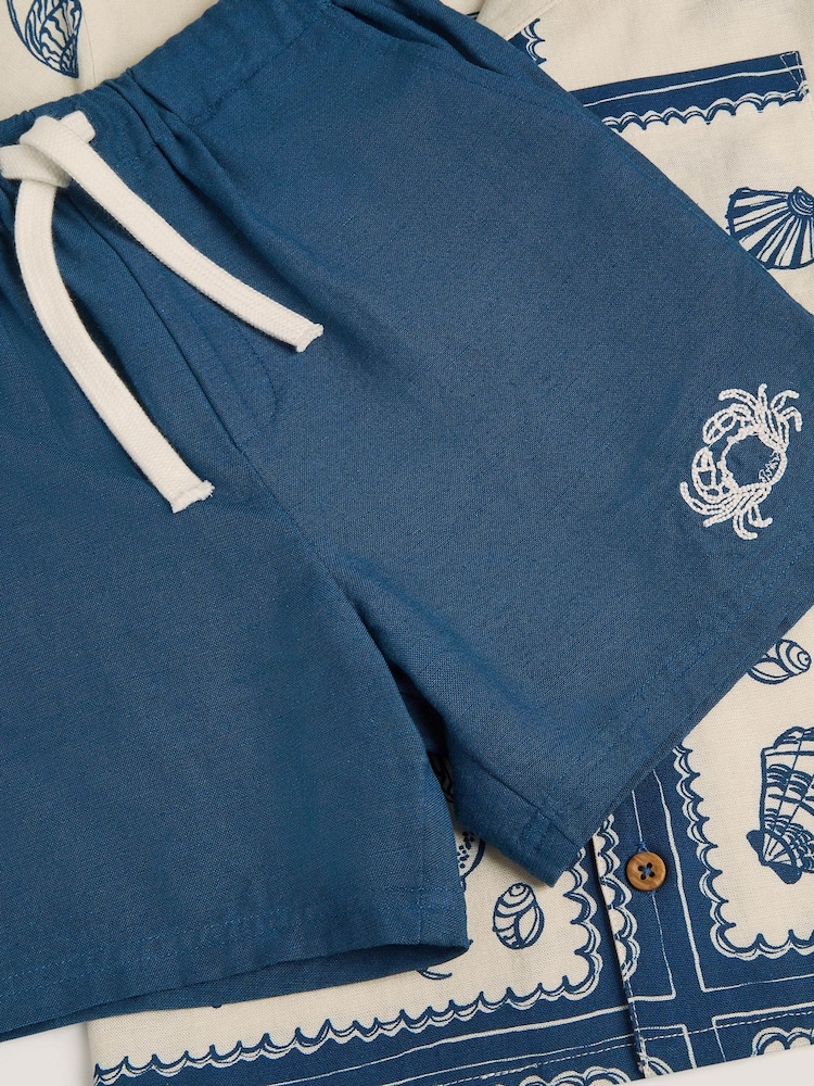 Monsoon Blue Shell Print Shirt & Shorts Set - Image 3 of 3