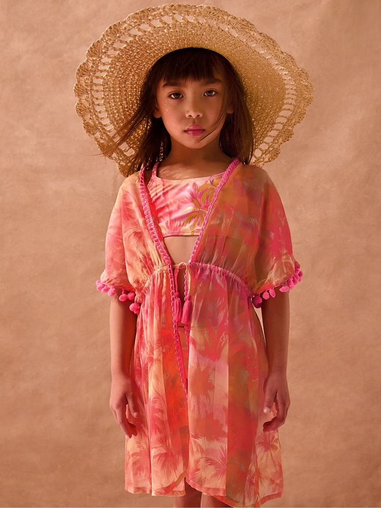 Monsoon Palm Print Pom Pom Kaftan - Bild 1 von 5