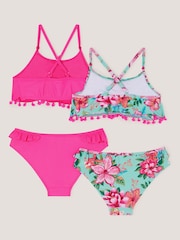 Monsoon Pink Floral & Plain Bikini Set 2 Pack - Image 1 of 3
