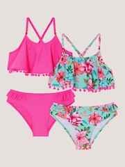 Monsoon Pink Floral & Plain Bikini Set 2 Pack - Image 2 of 3