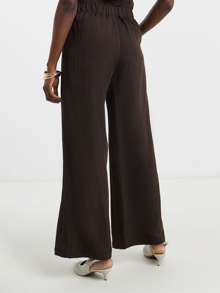 JD Williams Brown Textured Striaght Leg Trousers - Image 2 of 4