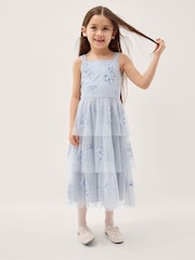Monsoon Blue Ingrid Floral Sequin Tiered Party Dress - Image 1 of 4