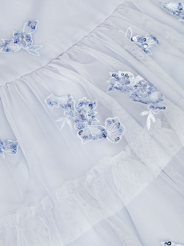 Monsoon Blue Ingrid Floral Sequin Tiered Party Dress - Image 4 of 4