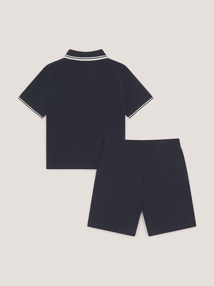 Monsoon Navy Jersey Polo Shirt & Shorts Set - Image 2 of 3