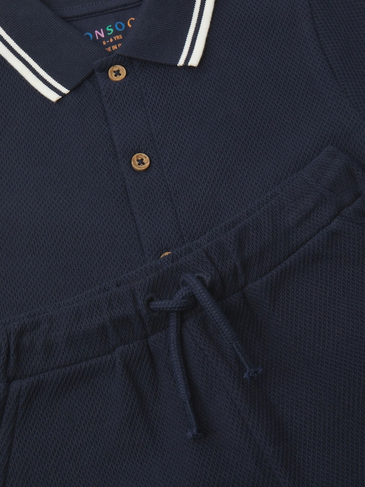 Monsoon Navy Jersey Polo Shirt & Shorts Set - Image 3 of 3
