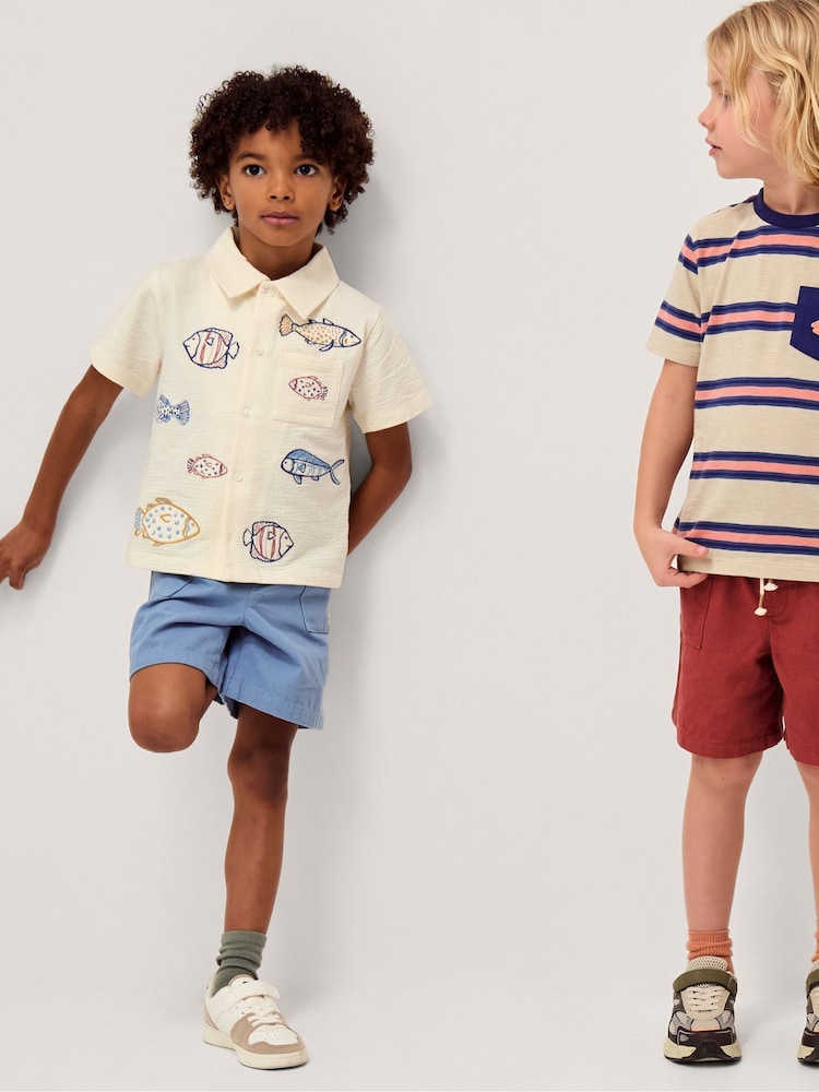 Monsoon Cream Embroidered Fish Short Sleeve Shirt - Image 1 of 4