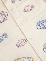 Monsoon Cream Embroidered Fish Short Sleeve Shirt - Image 4 of 4