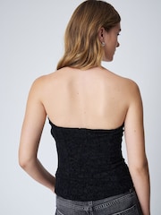 Black Sleeveless Floral Lace Corset Top - Image 4 of 8