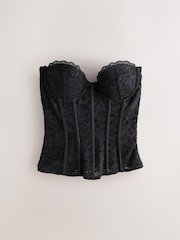 Black Sleeveless Floral Lace Corset Top - Image 6 of 8