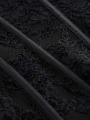 Black Sleeveless Floral Lace Corset Top - Image 7 of 8