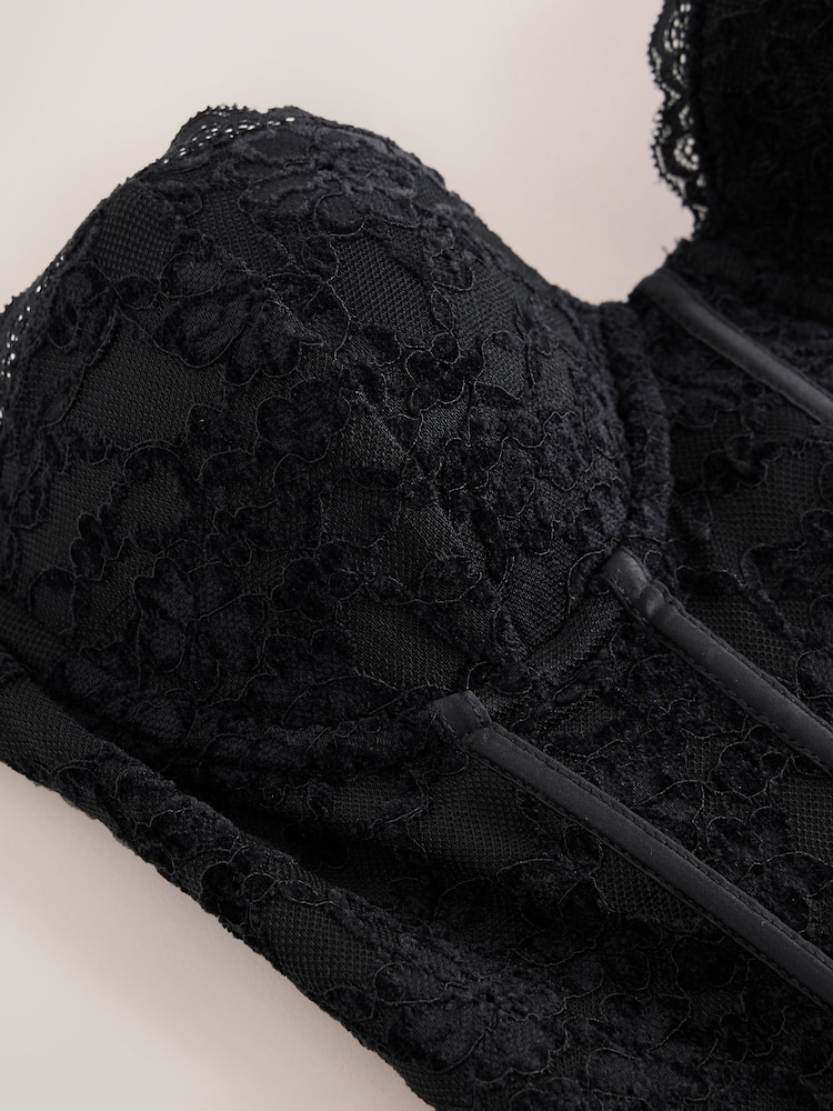 Black Sleeveless Floral Lace Corset Top - Image 8 of 8 Black Sleeveless Floral Lace Corset Top - Image 8 of 8