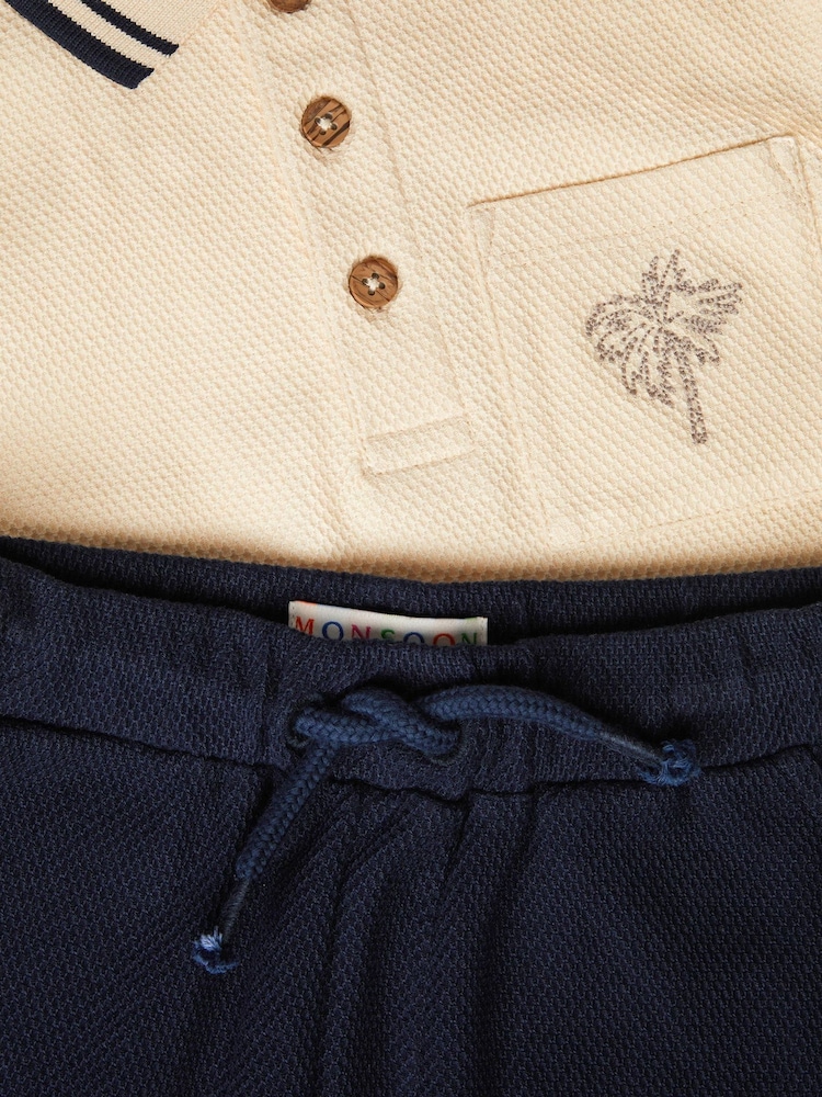 Monsoon Natural Palm Jersey Polo Shirt & Shorts Set - Image 3 of 3
