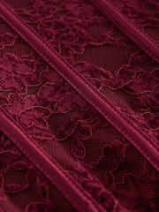 Wine Sleeveless Floral Lace Corset Top - Image 5 of 6