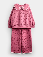 Jojo Maman Bébé Plum Purple Ditsy Floral Sweatshirt & Wide Leg Jogger Set - Image 1 of 6