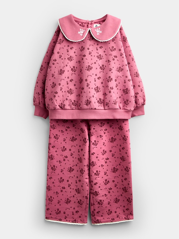 Jojo Maman Bébé Plum Purple Ditsy Floral Sweatshirt & Wide Leg Jogger Set - Image 1 of 6 Jojo Maman Bébé Plum Purple Ditsy Floral Sweatshirt & Wide Leg Jogger Set - Image 1 of 6