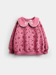 Jojo Maman Bébé Plum Purple Ditsy Floral Sweatshirt & Wide Leg Jogger Set - Image 2 of 6