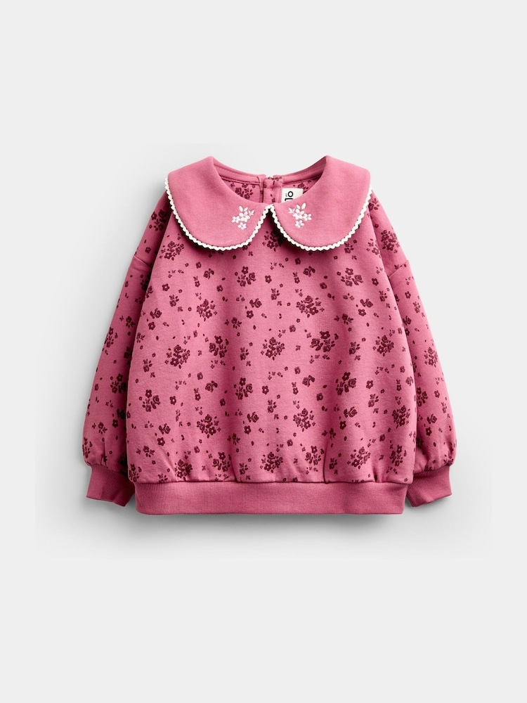 Jojo Maman Bébé Plum Purple Ditsy Floral Sweatshirt & Wide Leg Jogger Set - Image 2 of 6 Jojo Maman Bébé Plum Purple Ditsy Floral Sweatshirt & Wide Leg Jogger Set - Image 2 of 6