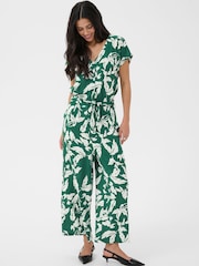 Kaffe Green KaMira V-Neck Floral Jumpsuit - Image 1 of 6