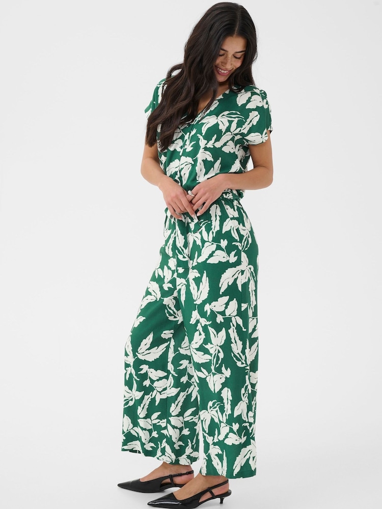 Kaffe Green KaMira V-Neck Floral Jumpsuit - Image 2 of 6