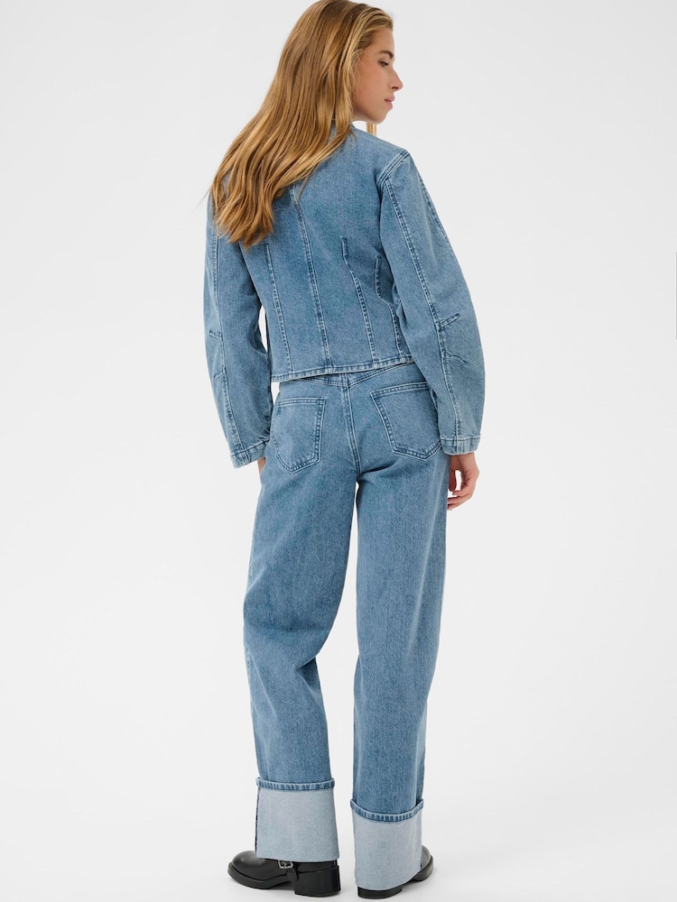 Kaffe Blue KaVallis Cropped Denim Shirt - Image 2 of 6